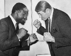 Joe Frazier squares off with boxing commissioner Tom McNeeley